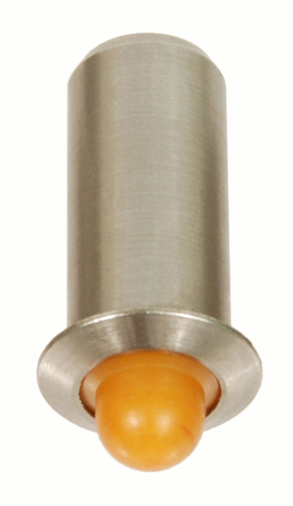 Press Fit Spring Plungers - Heavy Pressure, Brown Delrin Nose; End Force: 2.5 Initial x 6.0 Final